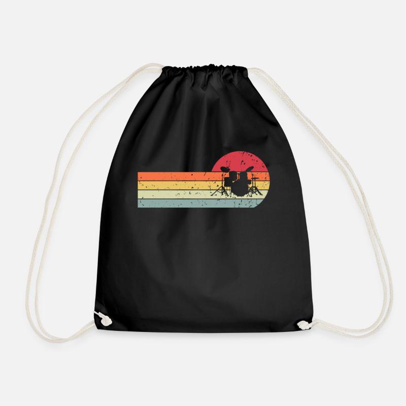 Drums Schlagzeug Schlagzeuger retro vintage - Turnbeutel - Schwarz