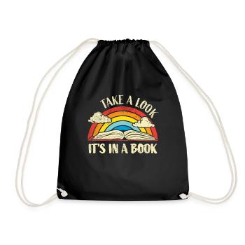 Take A Look Its In A Book Lover Bookworm Reading - Drawstring Bag - black - Front