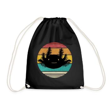 Retro Axolotl Lustiges Design für Kinder Mama Papa - Turnbeutel - Schwarz - Vorne