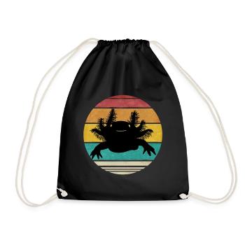 Axolotl Geschenk Retro Ambystoma Tierschutz Logo - Turnbeutel - Schwarz - Vorne