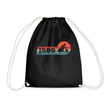 Motorroller Moped Jahrgang 1989 Geburtstag - Turnbeutel - Schwarz - Vorne