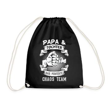 Papa & Tochter - Turnbeutel - Schwarz - Vorne
