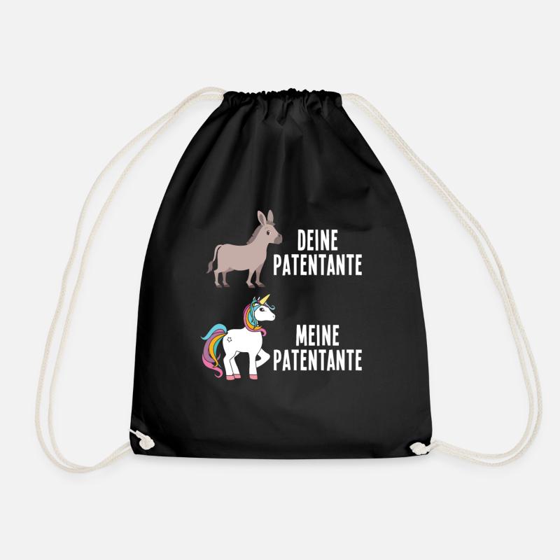 Patentante Einhorn Esel Lustig - Turnbeutel - Schwarz