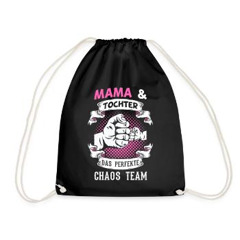 Mama & Tochter Partnerlook Geschenkidee - Turnbeutel - Schwarz - Vorne