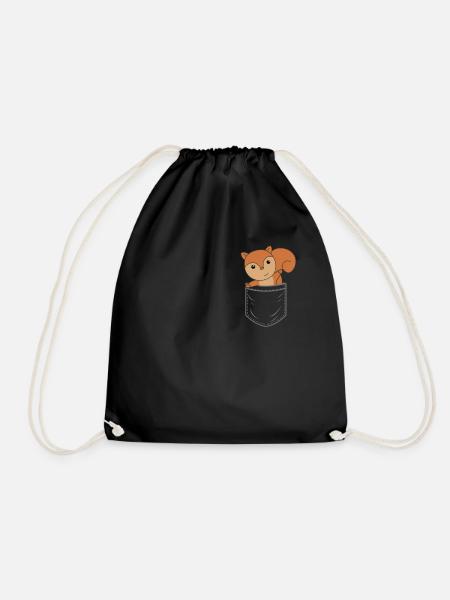 Eichhörnchen in Brusttasche lustig - Turnbeutel - Schwarz