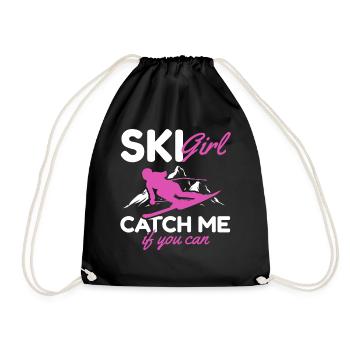 Skifahrer Ski Girl Catch me if you can Skiing Girl - Turnbeutel - Schwarz - Vorne