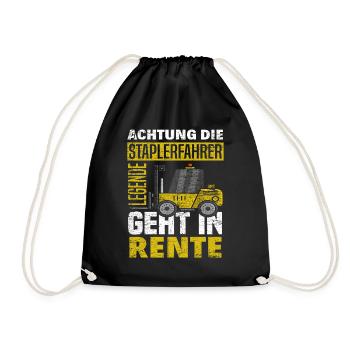 Staplerfahrer Rente - Turnbeutel - Schwarz - Vorne