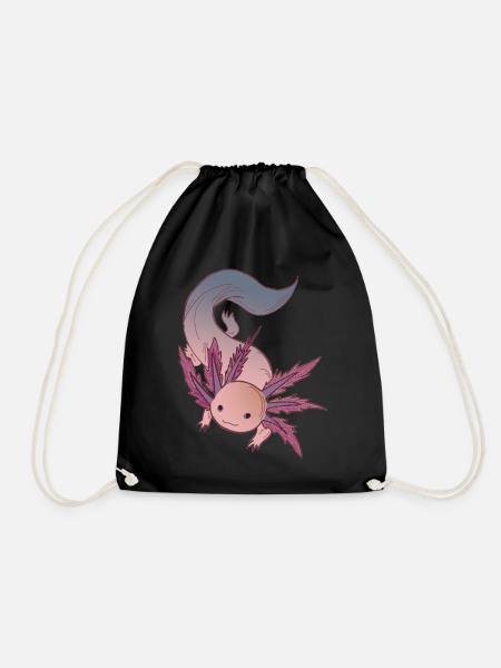 Axolotl Ambystoma Kawaii Tiere Amphibien Züchter - Turnbeutel - Schwarz
