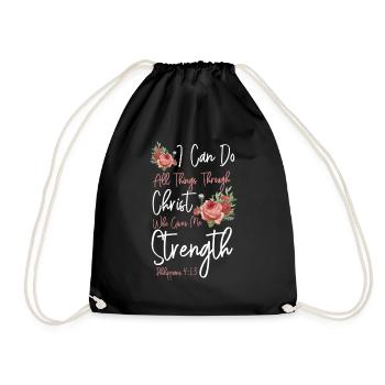 Christian Bible Verse Quote Rose - Turnbeutel - Schwarz - Vorne