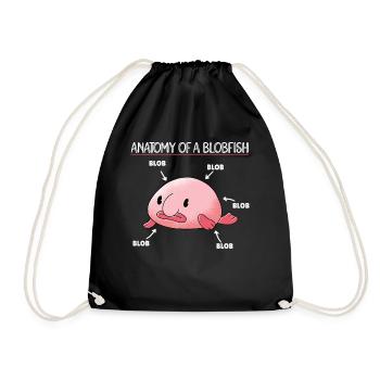 Blobfish Explanation Anatomy of an Blobfish - Drawstring Bag - black - Front