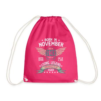 Born in November 1963 - Drawstring Bag - fuchsia - Front