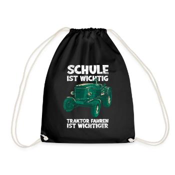 Traktor Schule - Turnbeutel - Schwarz - Vorne