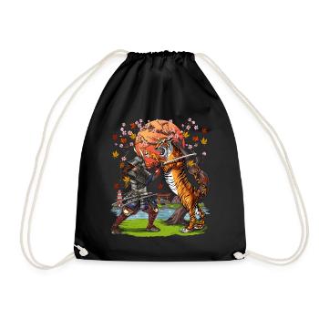 Japanese Samurai Tiger - Drawstring Bag - black - Front