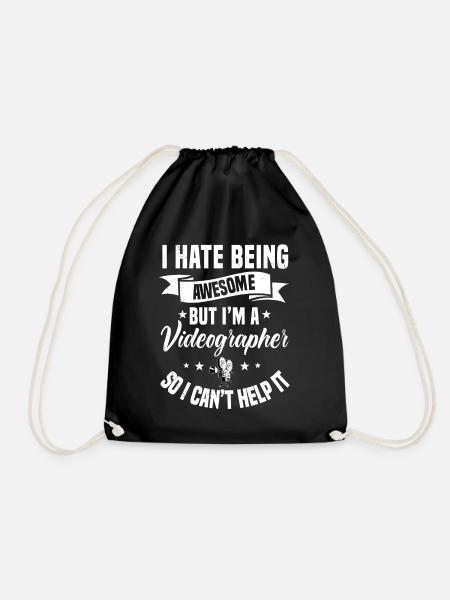 I Hate Being Awesome Videographer Gift - Drawstring Bag - black