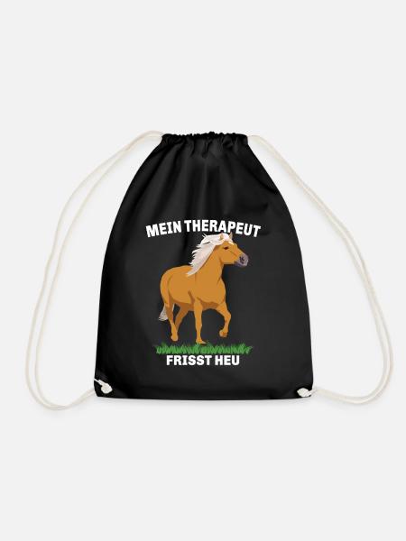 Haflinger Pferd - Mein Therapeut frisst Heu - Turnbeutel - Schwarz