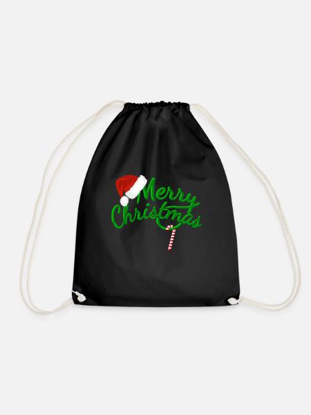MERRY CHRISTMAS - Merry Christmas - Candy Cane - Drawstring Bag - black