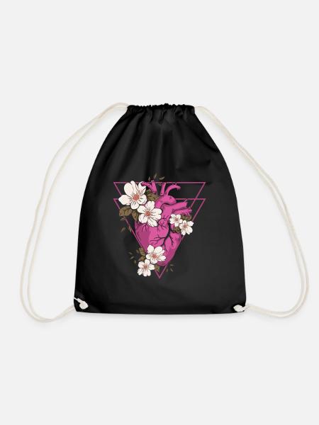 Gothic Flowers - Drawstring Bag - black