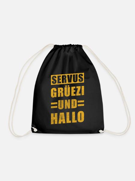 Servus Grüezi und Hallo - Turnbeutel - Schwarz