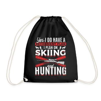Retirement Plan Skiing Hunting Skier Jäger - Drawstring Bag - black - Front