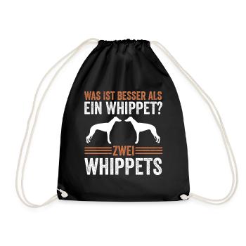 Zwei Whippet Hund Whippet Windhund - Turnbeutel - Schwarz - Vorne