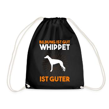 Hund Schüler Schule Lehrer Student Whippet Windhun - Turnbeutel - Schwarz - Vorne