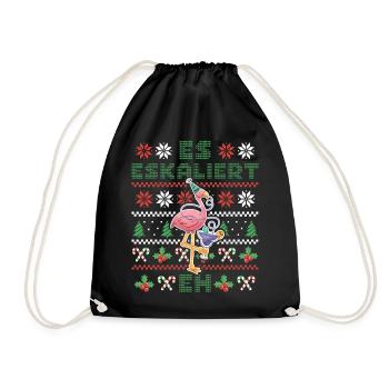 Weihnachen Christmas Flamingo Es Eskaliert Eh - Turnbeutel - Schwarz - Vorne