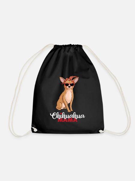 Chihuahua Mama with sunglasses Bandana - Drawstring Bag - black