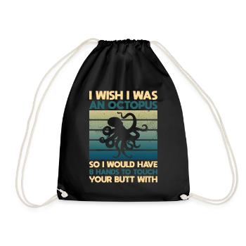 Funny Octopus Octopus Octopus Squid - Drawstring Bag - black - Front