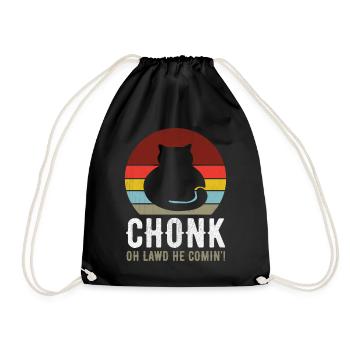 Chonk Cat Funny Cat Meme Cat Dad Cat Mom - Drawstring Bag - black - Front