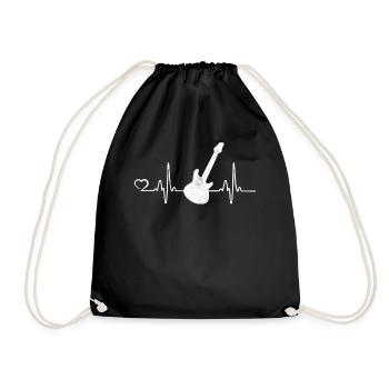 Bassist Band Musician Heartbeat Bass Guitar - Drawstring Bag - black - Front