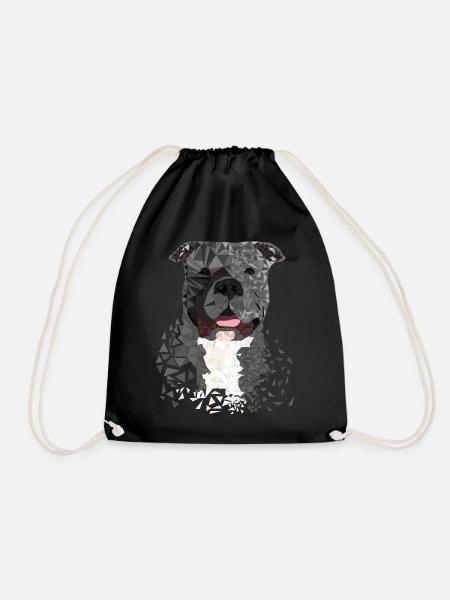 American Bully XL Polygon artistically designed - Drawstring Bag - black