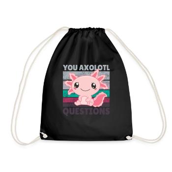 Axolotl lovers cute animals children axolotl - Drawstring Bag - black - Front