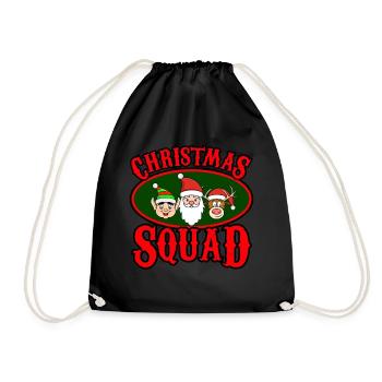 Christmas Squad Weihnachtsmann Elf Rentier - Turnbeutel - Schwarz - Vorne