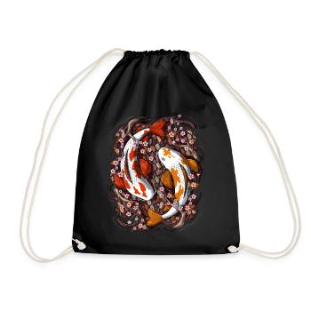 Koi Fish Cherry Blossom - Drawstring Bag - black - Front