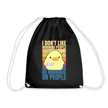 Duck With Knife Duck with Knife I hate people - Drawstring Bag - black - Front