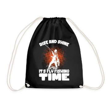 Fly Fishing Fishing Fish Angler Angel Gift - Drawstring Bag - black - Front