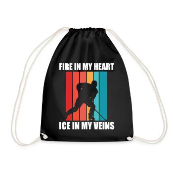 Hockey sur glace - Du feu dans mon cœur, de la glace dans mes veines - Sac de sport léger - noir - Devant
