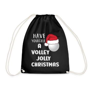 Volleyball mit Weihnachtsmütze - Turnbeutel - Schwarz - Vorne