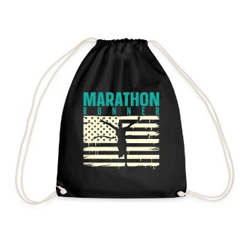 Marathon Marathonlauf Marathonläufer Geschenk - Turnbeutel - Schwarz - Vorne