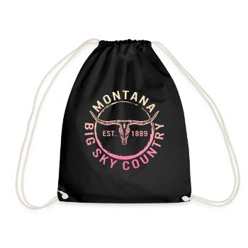 Montana Shirt, Montana Vintage Longhorn Tee, - Drawstring Bag - black - Front