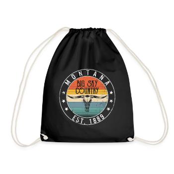 Montana Shirt, Montana Vintage Longhorn Tee, - Drawstring Bag - black - Front