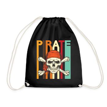Conception rétro de crâne de pirate - Sac de sport léger - noir - Devant