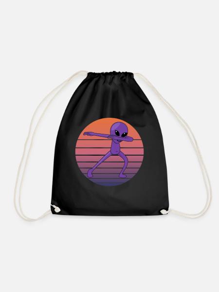 Dabbing Alien Dab Extraterrestrial Retro Gift - Drawstring Bag - black