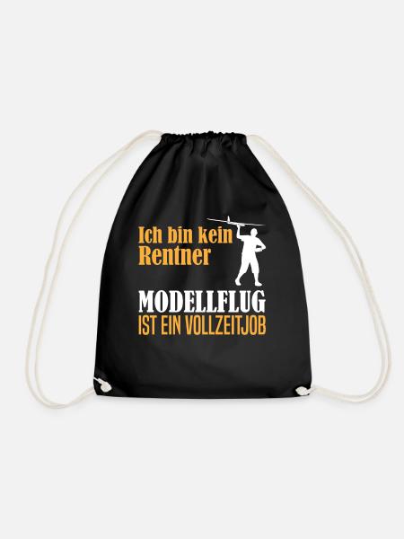 Rentner Ruhestand Modellflug Spruch Geschenk - Turnbeutel - Schwarz