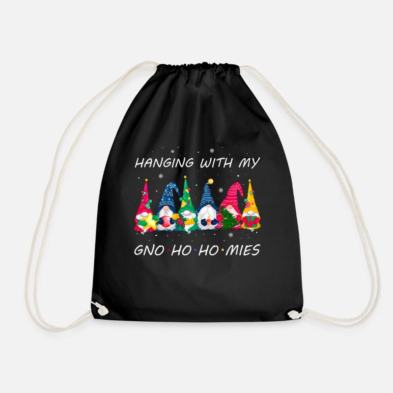 Hanging With My Gnomies - Drawstring Bag - black