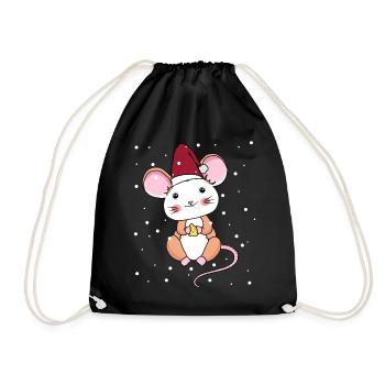 Xmas Kind Maus Schneeflocken Christmas Weihnachten - Turnbeutel - Schwarz - Vorne