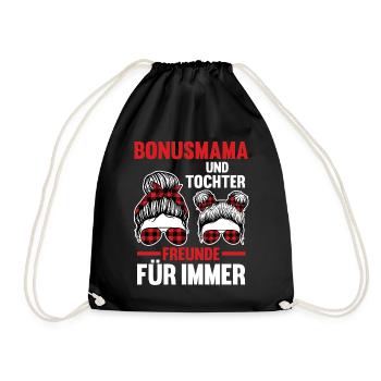 Bonusmama und Tochter - Turnbeutel - Schwarz - Vorne