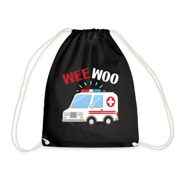 Wee Woo Sanitäter Rettungsdienst Geschenk - Turnbeutel - Schwarz - Vorne