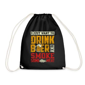 Grill Grillen Bier - Turnbeutel - Schwarz - Vorne