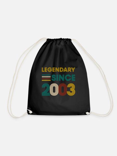 Vintage Legendary since 2003 birthday - Drawstring Bag - black